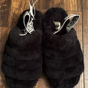 UGG Women's Plush Black Slippers